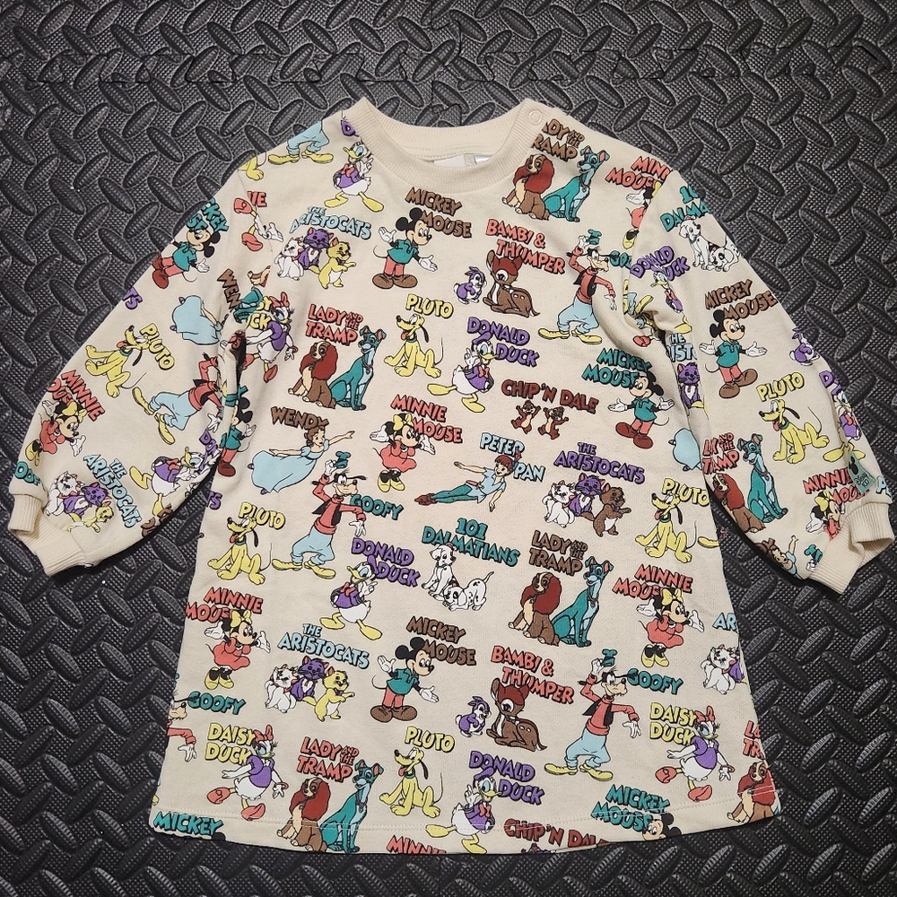 H&M Kids Disney Cartoon Character Sweatshirt Dress - Pluto Lady And The Tramp